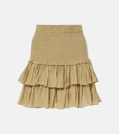 Marant Etoile Naomi Smocked Voile Miniskirt In Beige