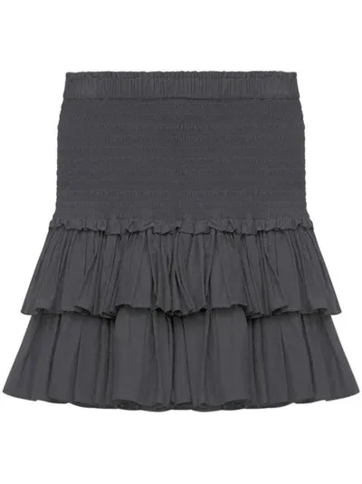 Marant Etoile Smocked Ruffle-hem Skirt In Black