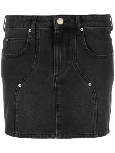 Marant Etoile Vesna Denim Mini Skirt In Black