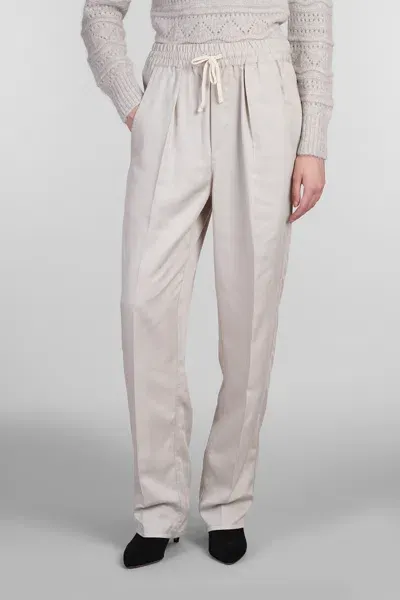 Marant Etoile Vinciane Pants In Beige Wool And Polyester