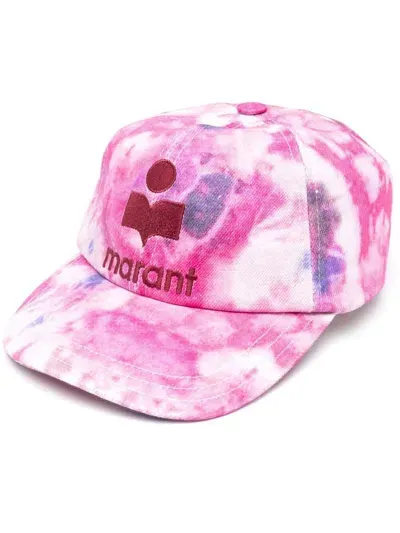 Marant Marbled-print Logo Cap In Pink