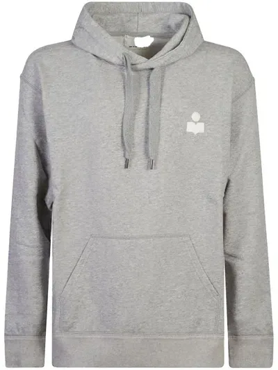 Marant Matte Logo-embroidered Hoodie In Grey