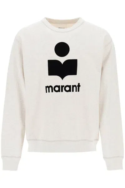 Marant Mikoy Flocked Logo Sweatshirt In Neutrals