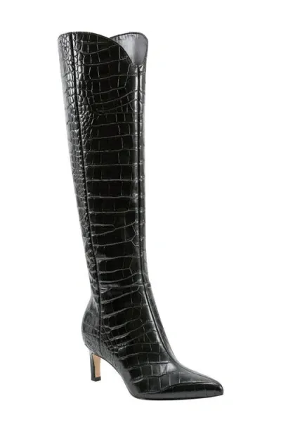 Marc Fisher Ltd Quinnie Croc Embossed Over The Knee Boot In Black