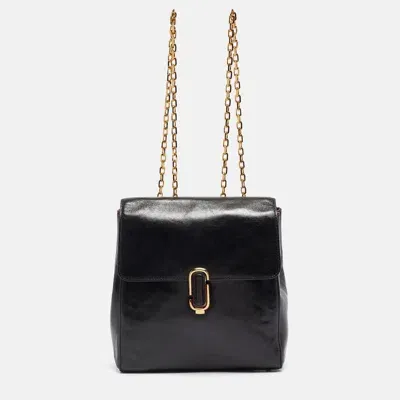 Pre-owned Marc Jacobs Black Glossy Leather Chain Strap Backpack