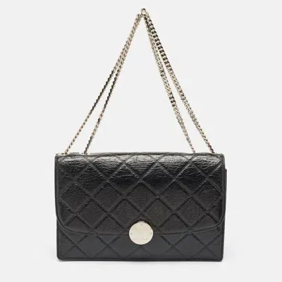 Pre-owned Marc Jacobs Black Glossy Quilted Leather Trouble Flap Shoulder Bag