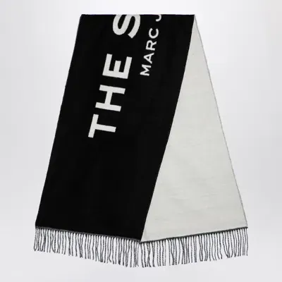 Marc Jacobs Black/white Wool Blend Scarf With Logo