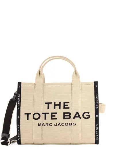 Marc Jacobs Canvas Handbag With Embroidered Logo In Beige