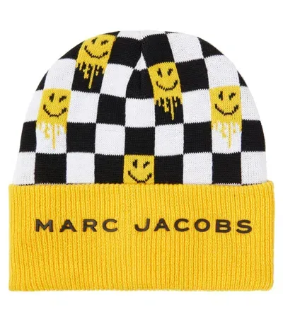 Marc Jacobs Kids' Checked Intarsia Beanie In Yellow