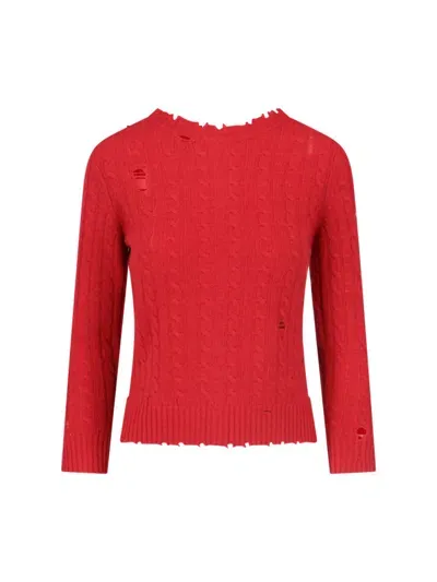 Marc Jacobs Destroyed Crop Cardigan In Red