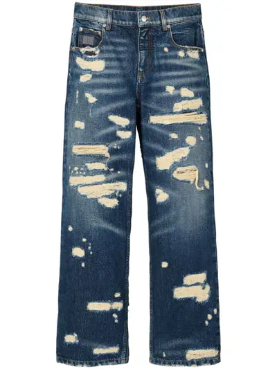 Marc Jacobs Distressed Straight-leg Jeans In Blue