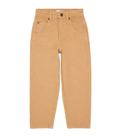 Marc Jacobs Kids' Jacquard Monogram Straight Jeans In Beige