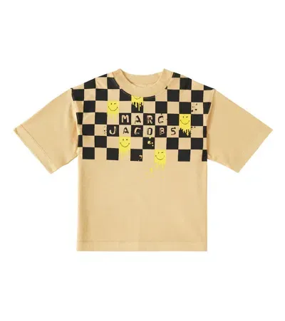 Marc Jacobs Kids' Logo Checked Cotton T-shirt In Yellow