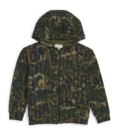 Marc Jacobs Kids' Logo Embroidery Zip-up Hoodie In Green