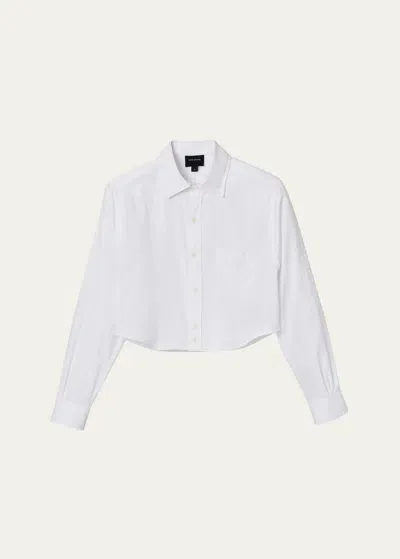 Marc Jacobs Logo-jacquard Crop Button-down Femme Shirt In White