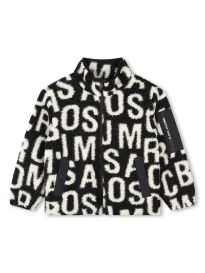 Marc Jacobs Kids' Logo-jacquard Zip-up Cardigan In Black