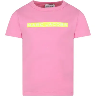 Marc Jacobs Kids' Embossed Logo Organic Cotton T-shirt In Pink