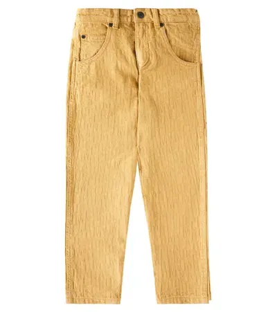 Marc Jacobs Kids' Printed Straight Jeans In Beige