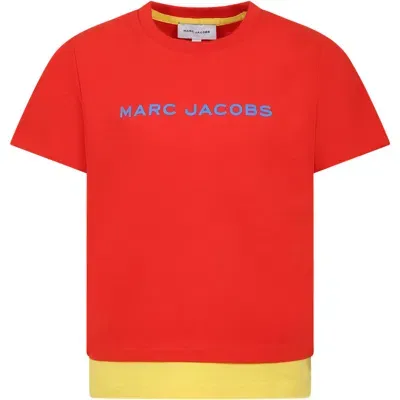 Marc Jacobs Kids' Logo Printed Cotton T-shirt In 레드