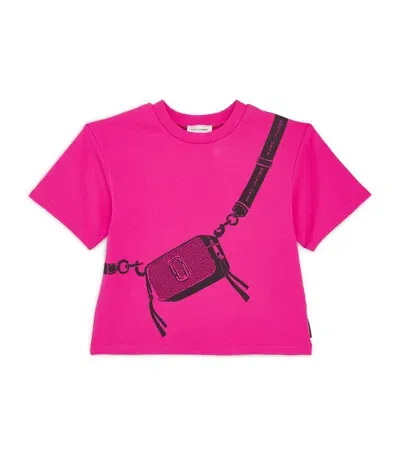 Marc Jacobs Kids' Rhinestone Snapshot T-shirt (4-12+ Years) In Fucsia