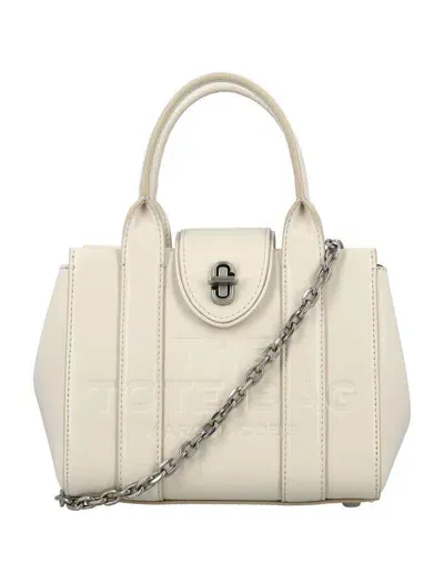 Marc Jacobs The Mini Tote Turn Lock Bag In Cloud White