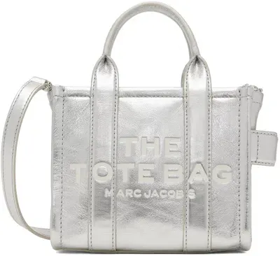 Marc Jacobs The Metallic Leather Silver Cross-body Tote Bag In 039 Metallic Silver