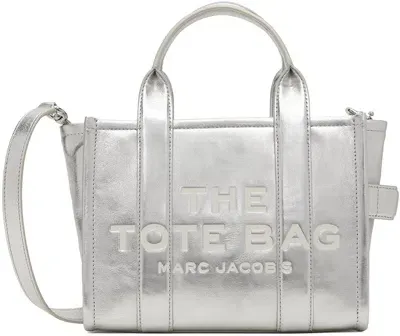 Marc Jacobs シルバー The Metallic Leather Small トートバッグ In 039 Metallic Silver