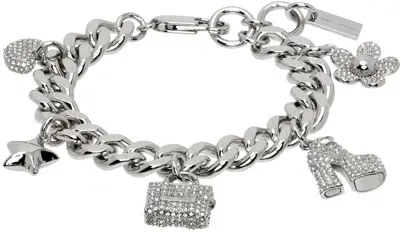 Marc Jacobs シルバー The Pavé Mini Icon Charm ブレスレット In 059 Silver/crystal