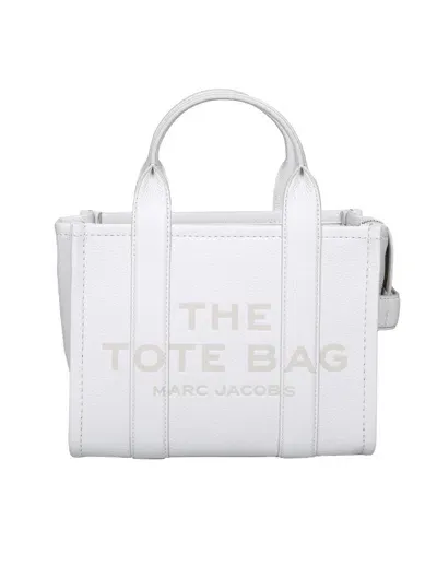 Marc Jacobs Small Tote In White Leather In Cotton/silver