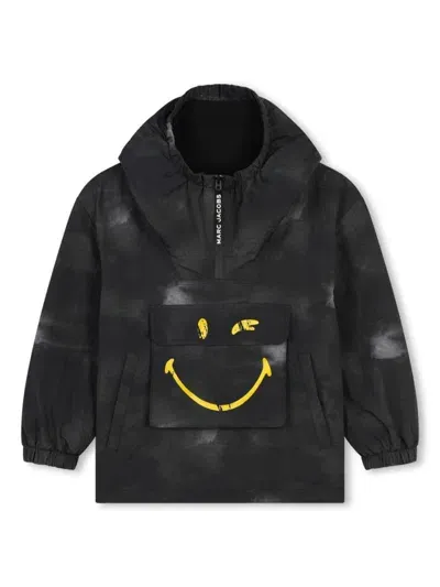 Marc Jacobs Kids' Smiley Face-print Windbreaker In Black