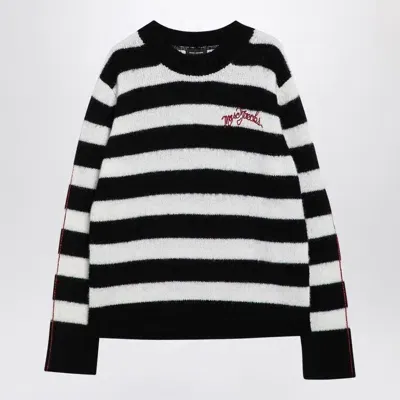 Marc Jacobs Striped Wool Blend Jumper For Women In Black