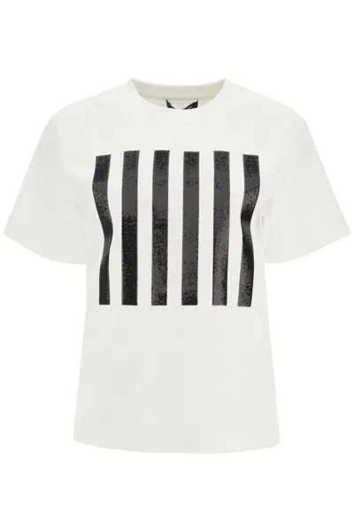 Marc Jacobs Sequined Stripe Box Short-sleeve T-shirt In White