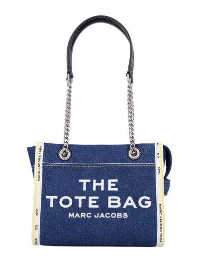 Marc Jacobs The Denim Chain Small Tote Bag In Dark Wash