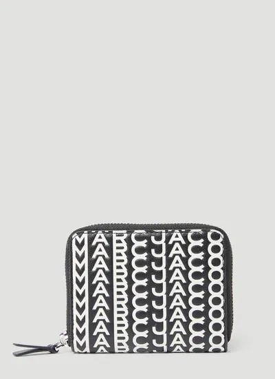 Marc Jacobs The Monogram Leather Zip Around Wallet In Black