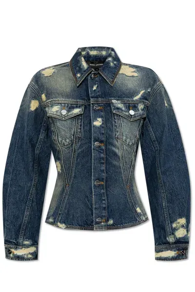 Marc Jacobs The Rip And Repair Fluted Denim Jacket In Blue