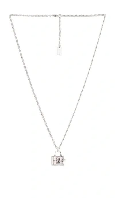 Marc Jacobs The Tote Bag Necklace In Metallic Silver