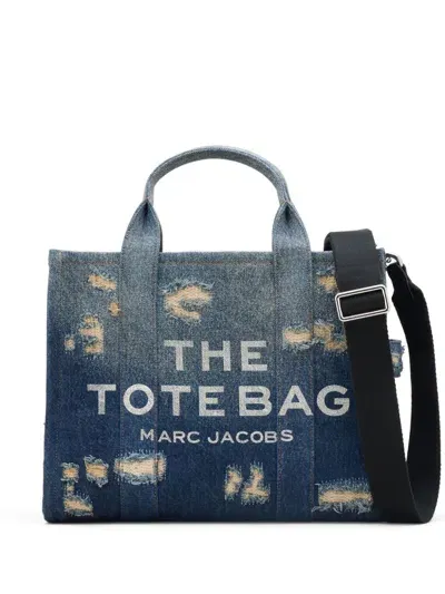 Marc Jacobs Borsa Tote The Denim Medium Rip And Repair In Blu