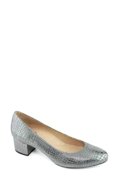 Marc Joseph New York Broad Street Pump In Metallic Pewter Gator