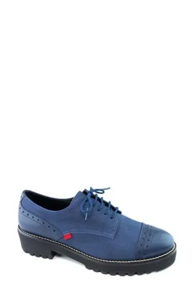 Marc Joseph New York Dahlgren Platform Cap Toe Derby In Denim Italo Grainy