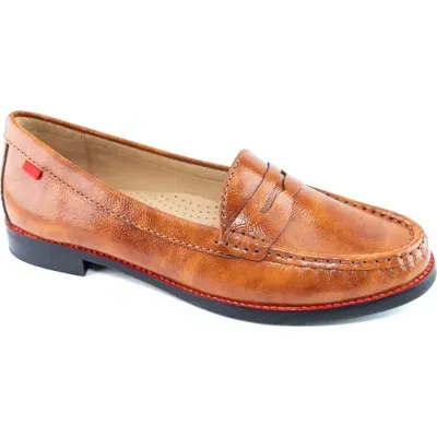 Marc Joseph New York East Village Penny Loafer In Cognac Stained Patent