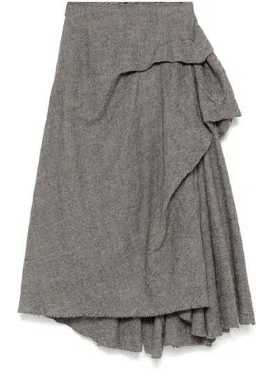 Marc Le Bihan Gathered Midi Skirt In Grey