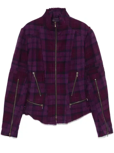 Marc Le Bihan Plaid Jacket In Purple