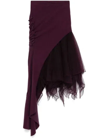 Marc Le Bihan Ruched Midi Skirt In Purple