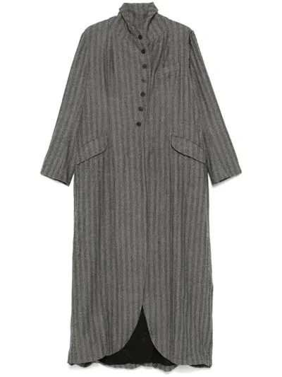 Marc Le Bihan Striped Coat In Grey