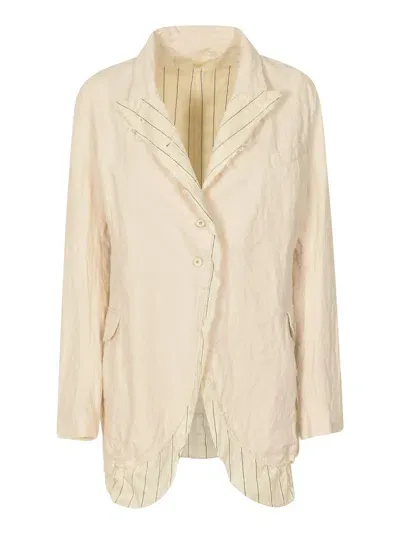 Marc Le Bihan Two-button Fringed Jacket In Ecru