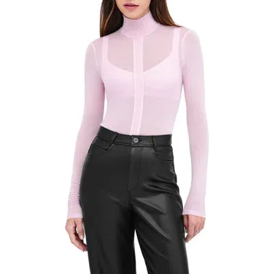 Marcella Amsterdam Sheer Jersey Turtleneck Top In Mauve