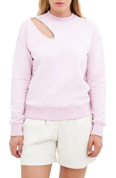 Marcella Bartlett Cutout Cotton Sweatshirt In Mauve