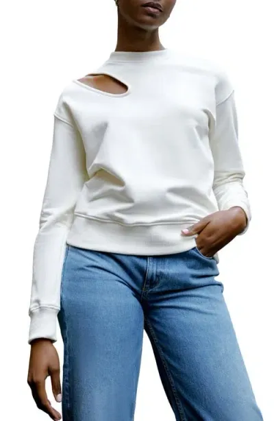 Marcella Bartlett Cutout Cotton Sweatshirt In Off White