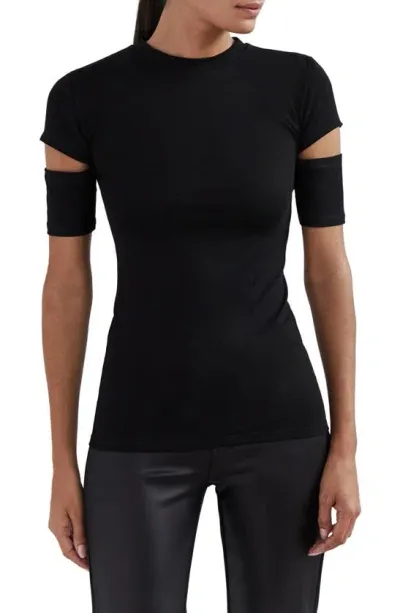 Marcella Esme Cutout Sleeve Top In Black