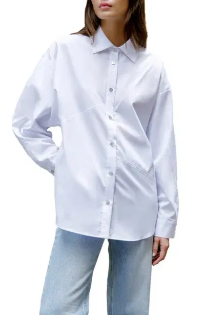 Marcella Ezra High-low Cotton Button-up Shirt In White